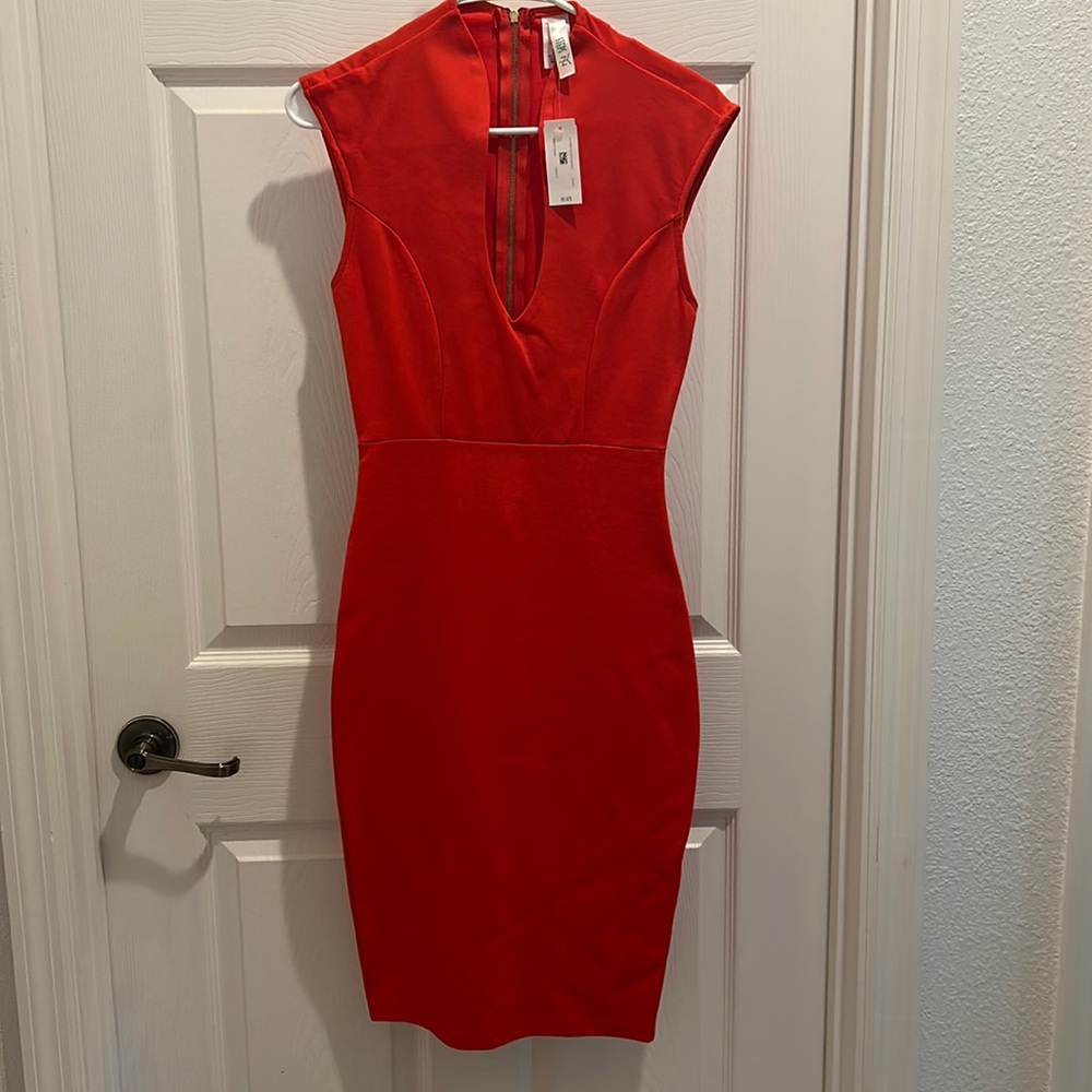 Steps NY, Red spandex body-con, V Neck
